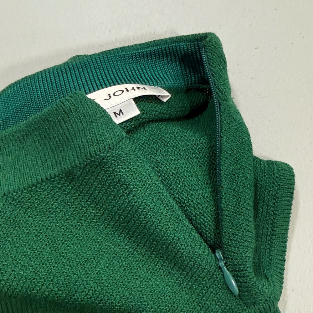 St. John Womens Shell M Green Santana Knit Sleeveless Mock Neck Career Casual - Picture 6 of 11